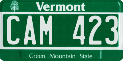 VT license plate CAM423