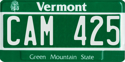VT license plate CAM425