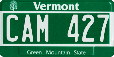VT license plate CAM427