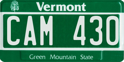 VT license plate CAM430