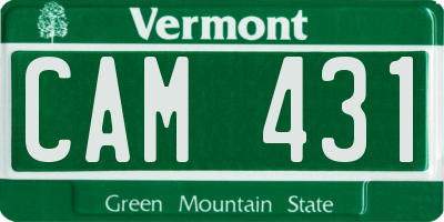 VT license plate CAM431