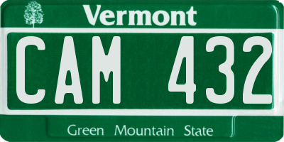 VT license plate CAM432
