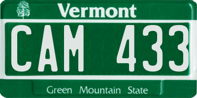 VT license plate CAM433