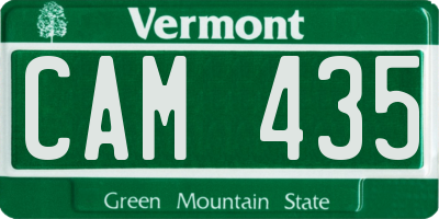 VT license plate CAM435