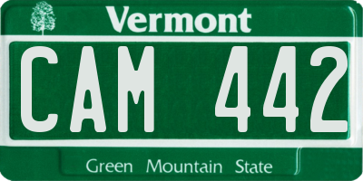 VT license plate CAM442