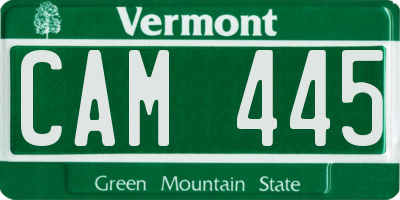 VT license plate CAM445