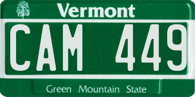 VT license plate CAM449