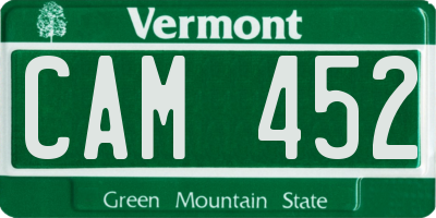 VT license plate CAM452
