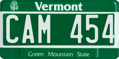 VT license plate CAM454