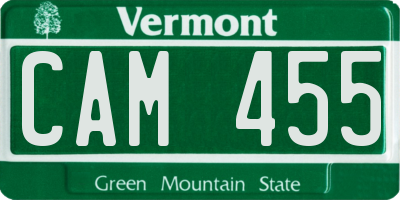 VT license plate CAM455