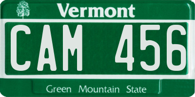 VT license plate CAM456