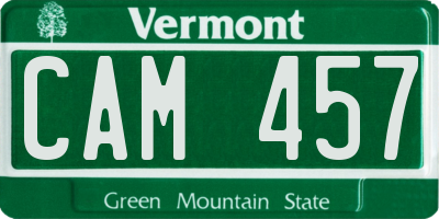 VT license plate CAM457