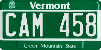 VT license plate CAM458