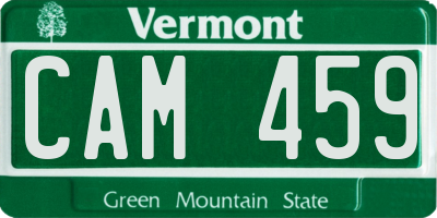 VT license plate CAM459