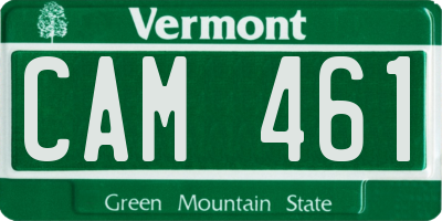 VT license plate CAM461