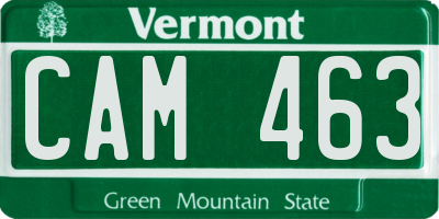 VT license plate CAM463