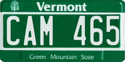 VT license plate CAM465