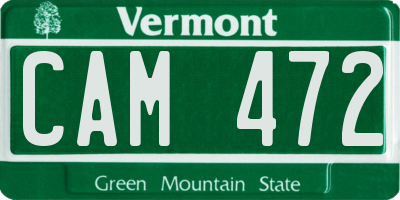 VT license plate CAM472