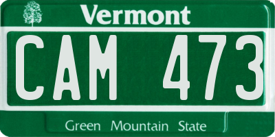 VT license plate CAM473