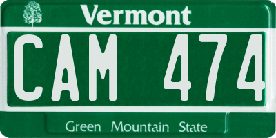 VT license plate CAM474