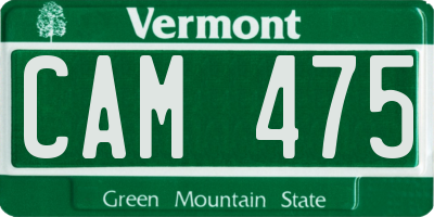 VT license plate CAM475