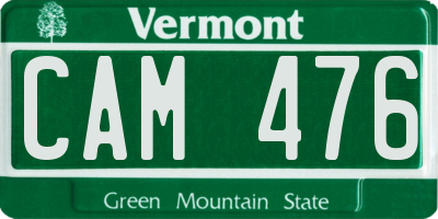 VT license plate CAM476