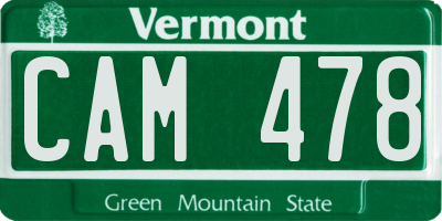 VT license plate CAM478