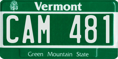 VT license plate CAM481