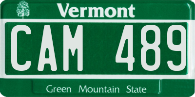VT license plate CAM489