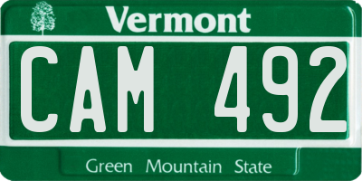 VT license plate CAM492