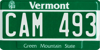 VT license plate CAM493