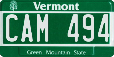VT license plate CAM494