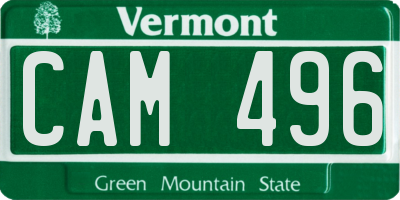 VT license plate CAM496