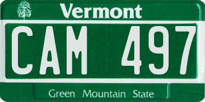VT license plate CAM497