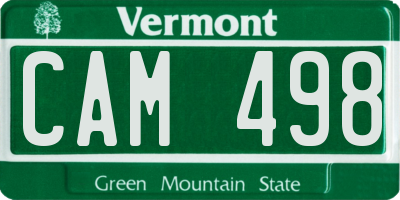 VT license plate CAM498