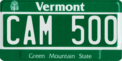 VT license plate CAM500
