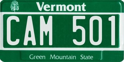 VT license plate CAM501