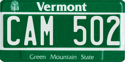 VT license plate CAM502