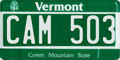 VT license plate CAM503