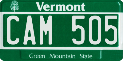 VT license plate CAM505