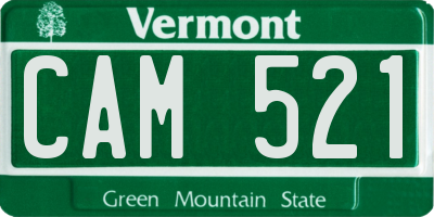 VT license plate CAM521