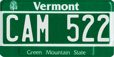 VT license plate CAM522