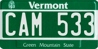 VT license plate CAM533