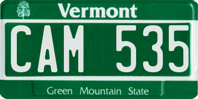 VT license plate CAM535