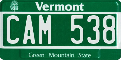VT license plate CAM538