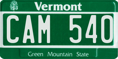 VT license plate CAM540