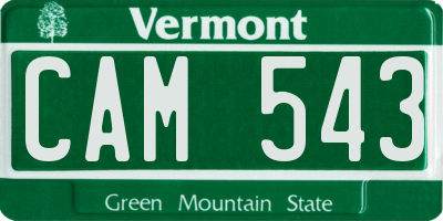 VT license plate CAM543