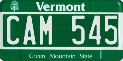 VT license plate CAM545