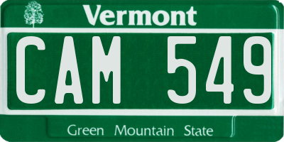 VT license plate CAM549