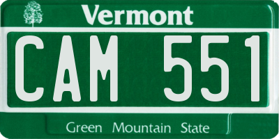 VT license plate CAM551